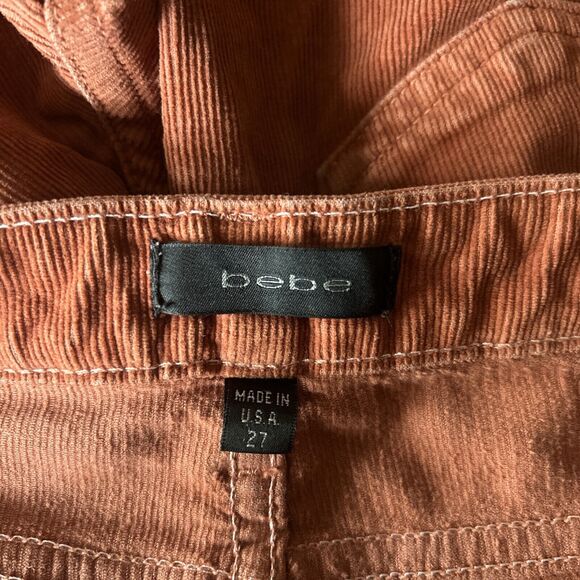Bebe Corduroy Skinny Womens Jean Pants Salmon Pink Preowned Size 27 Made In USA - Picture 11 of 11